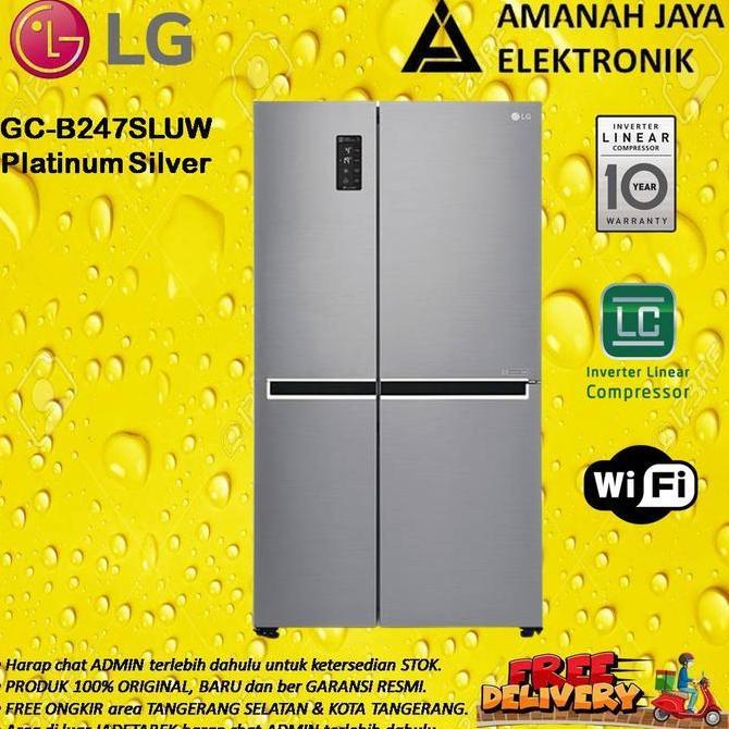 Kulkas Side by Side LG GC-B247SLUW, Kapasitas 687L, Warna Platinum Silver