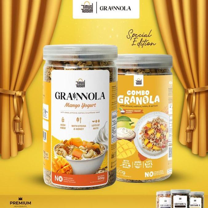 Colazione- Granola Mango Yogurt 500 Gr Granola Cemilan Sehat Food Oatmeal Sereal Grainola