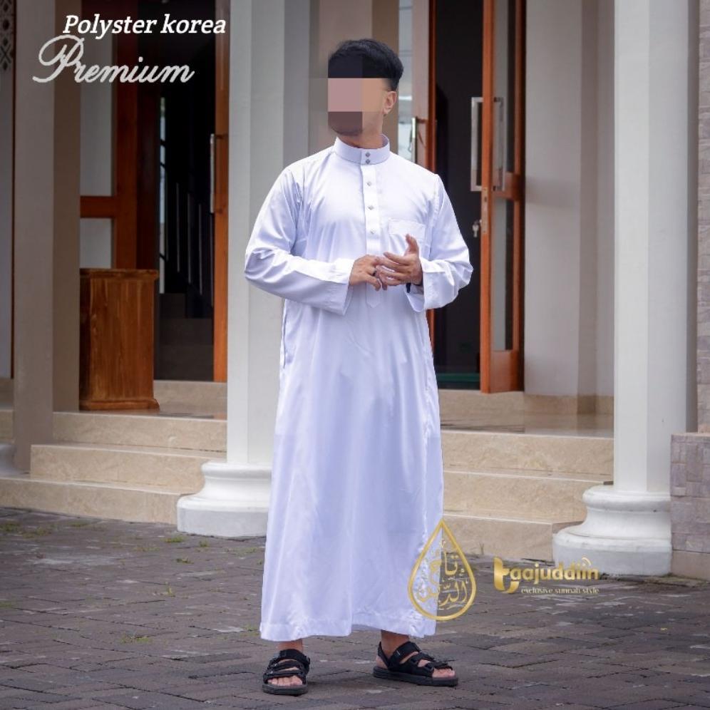 TERBARU Jubah Gamis Pria Dewasa Polyster Korea Style Saudi Import Kancing Premium Exclusive Polyeste
