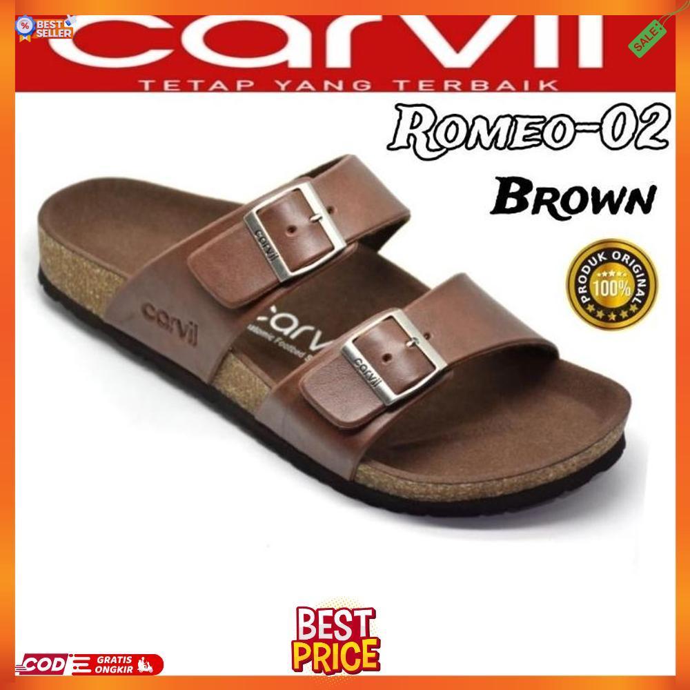 SANDAL CARVIL SELOP PRIA COWOK DEWASA CASUAL HITAM SENDAL FASHION KULIT SINTETIS PREMIUM SIZE 38/44 
