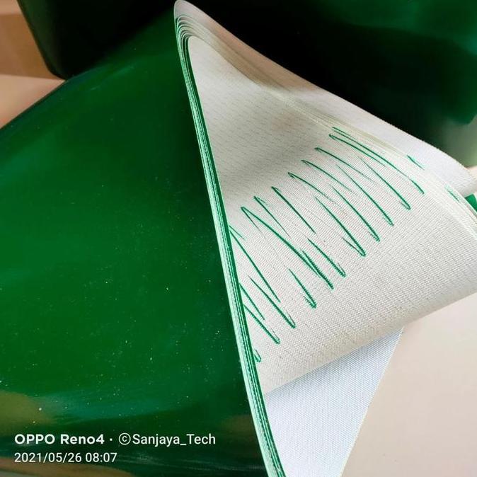 NEW belt conveyor pvc 3mm hijau kanvas / green fabric custom
