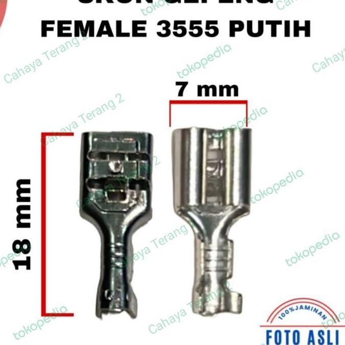 SKUN FEMALE GEPENG SKUN CEWE SOKET TERMINAL KABEL PUTIH 6.3MM PM99