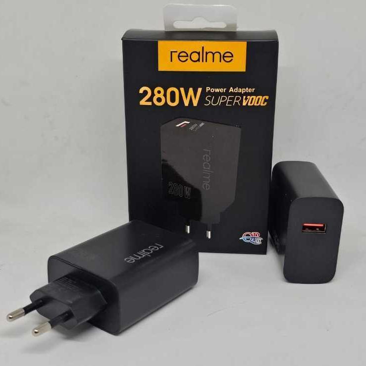 New Kepala Charger Realme Black 280W Adapter Charger Super Vooc Fast Charging