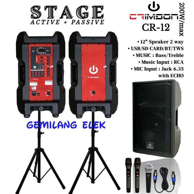 BEBAS ONGKIR - PAKET KOMPLIT SPEAKER CRIMSON STAGE 12 + MIC + KABEL