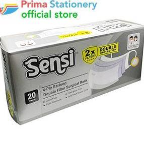 Murah Sensi Mask 4Ply Double Filter Surgical Mask White Earloop /20 Masker 4