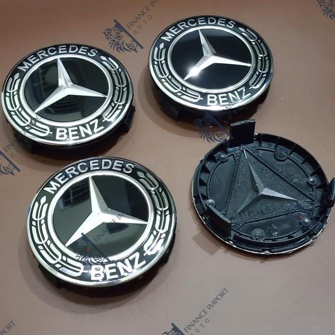 Dop Velg Roda Emblem Mercedes Benz PadiHitam 75mm Dop Roda Mercy 7.5cm