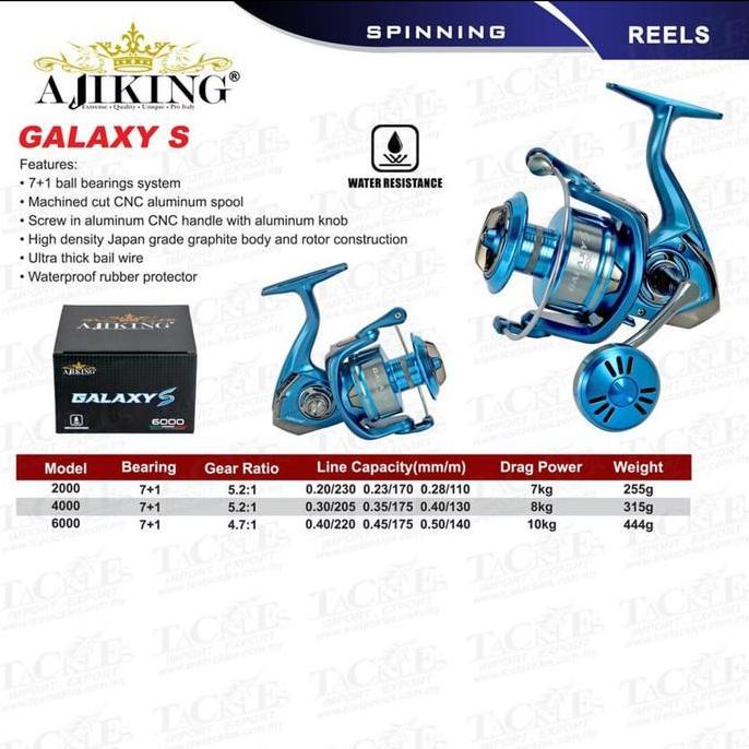 Reel Pancing Spinning Ajiking Galaxy S Water Resistance 7+1BB (TERBAIK) (TERBARU) (TERMURAH)