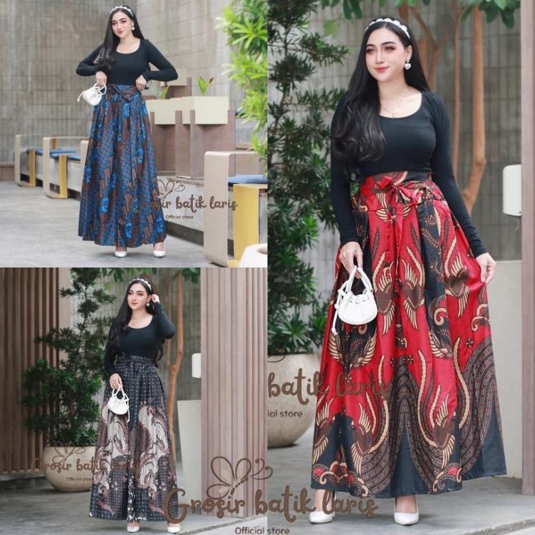 Promo Rok Batik Panjang / Rok Batik Wanita Muslim / Rok Batik Katun