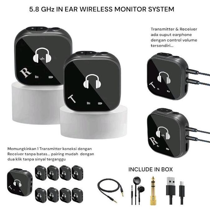 5.8GHz In Ear Wireless Monitor System Transmitter Receiver