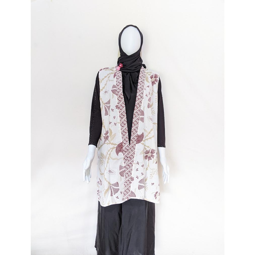 Saless Cardigan Batik Tanpa Lengan Wanita Modern Vest Outer Batik Vest Cardi Long Outer Batik Modern