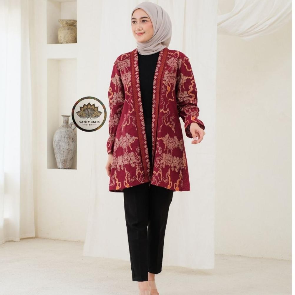 Murah Outer Batik  Modern Batik Wanita Lounge Cardi Batik Long Outer Terbaru