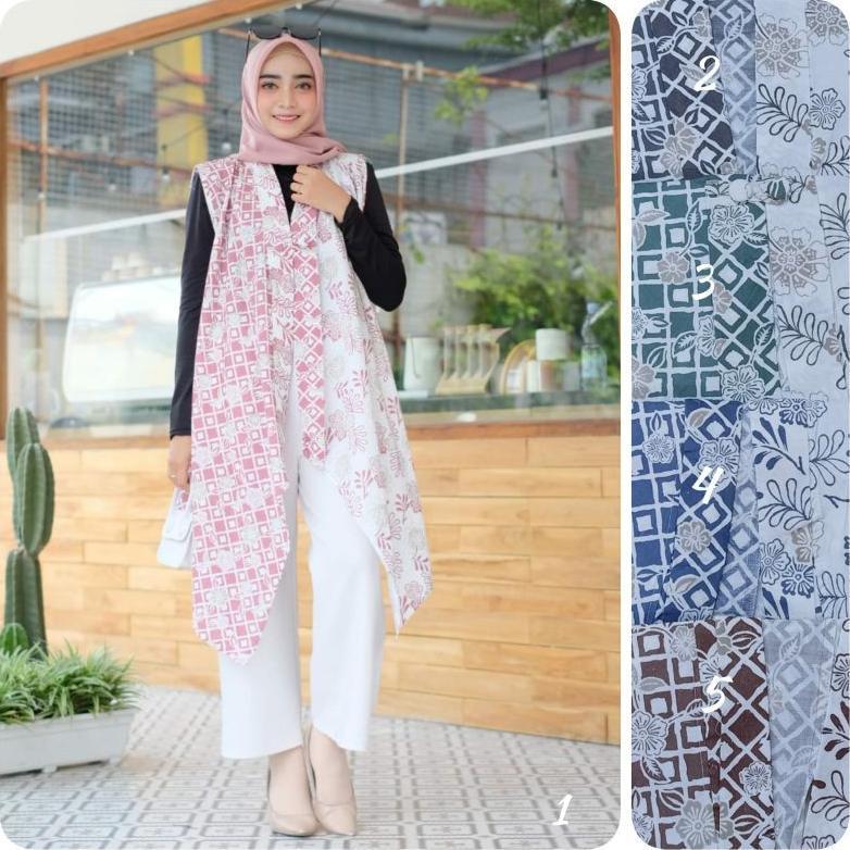 Berkualitas Sarah Cardigan Batik Atasan Outer Batik Wanita Bahan Katun Long Outer Rompi M - L - Xl A