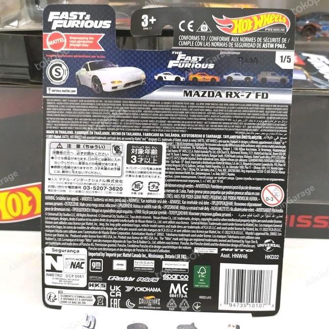 Hotwheels 95 Mazda Rx 7 fast furious Putih