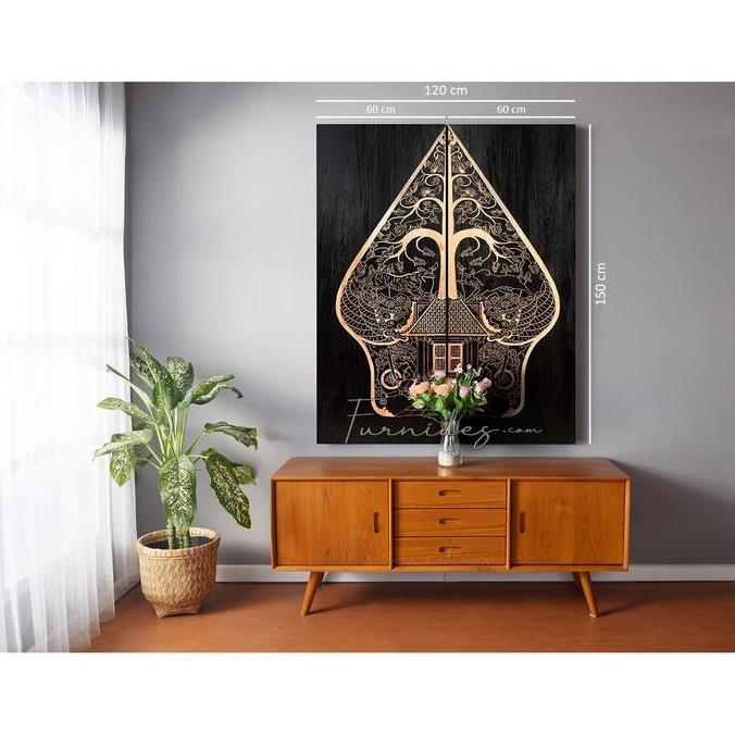 Hiasan Dinding Kayu Ukir Gunungan Wayang Idhd008