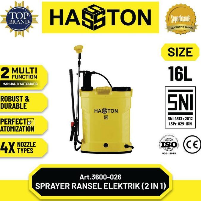 Hasston Sprayer Ransel Manual / Electrik / Knapsack Spayer 16 Liter (3600) (TERBAIK) (TERBARU) (TERM