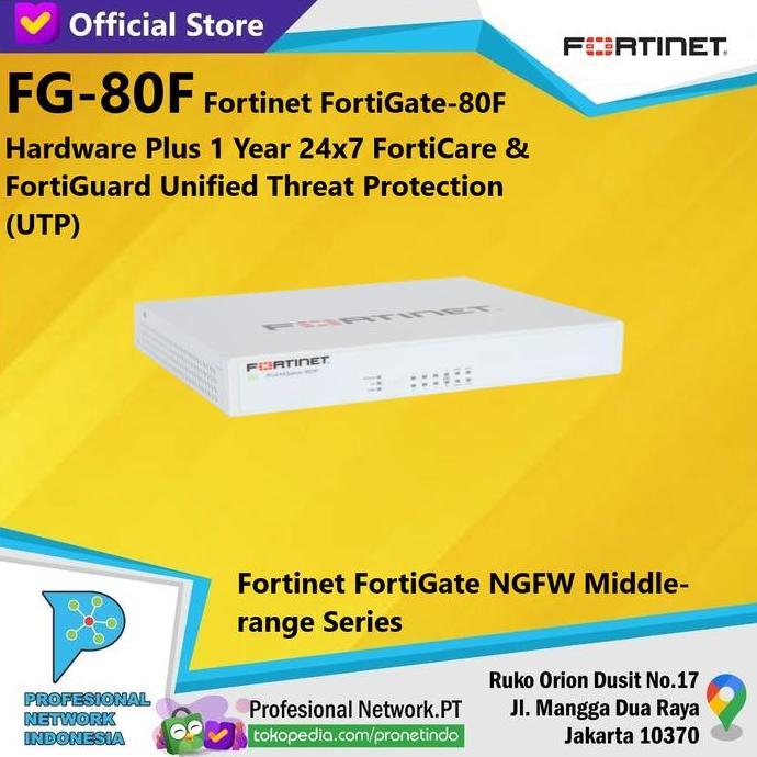 Fortinet Fortigate Fg-80F (Utm Bundle License 24X7 And Nbd-Rma)