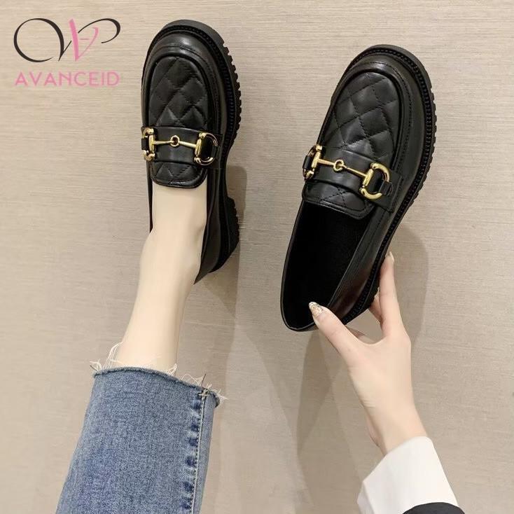 FLASH SALE AVANCEID 1909 LOAFERS SEPATU SNEAKERS WANITA KERJA DOCMART HITAM