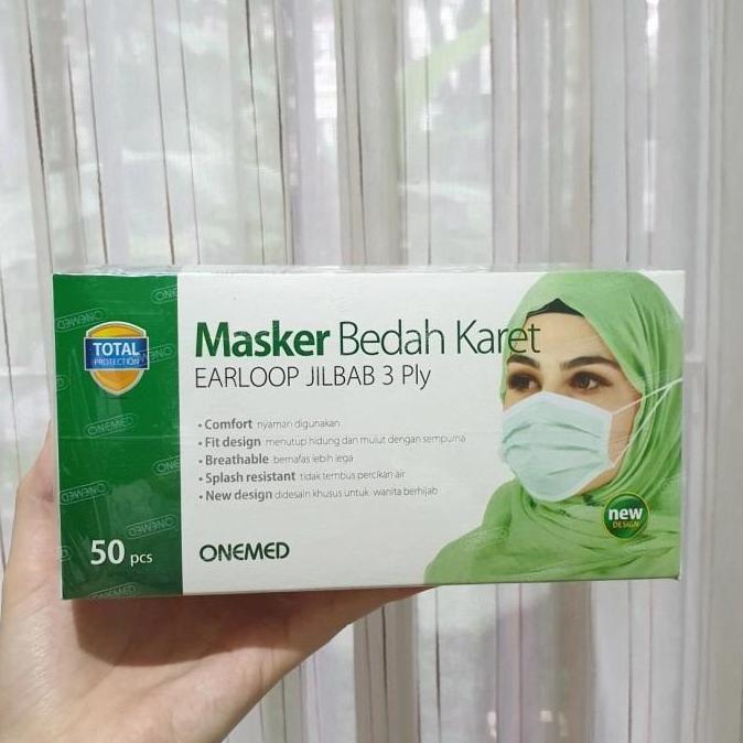 masker bedah karet hijab Onemed/masker medis hijab Onemed headloop