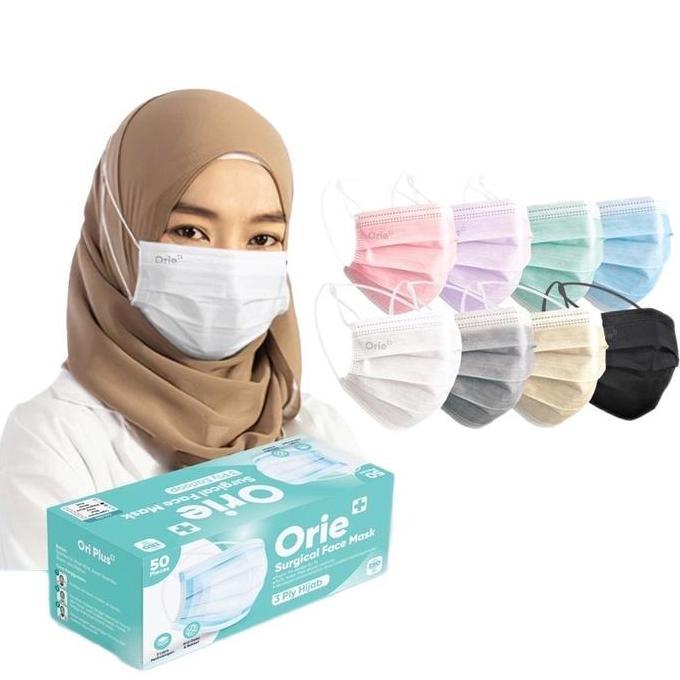 MASKER HIJAB 3PLY ORIE+ EMBOS SURGICAL FACEMASK