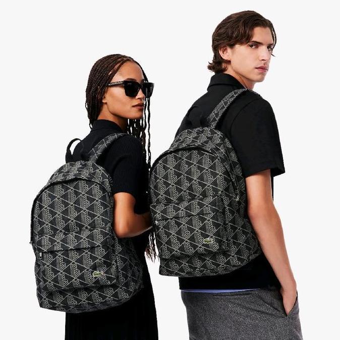 Sale Lacoste Unisex Neocroc Jacquard Motif Backpack Laptop 15 Inch Tas Ransel Pria / Wanita - Grey