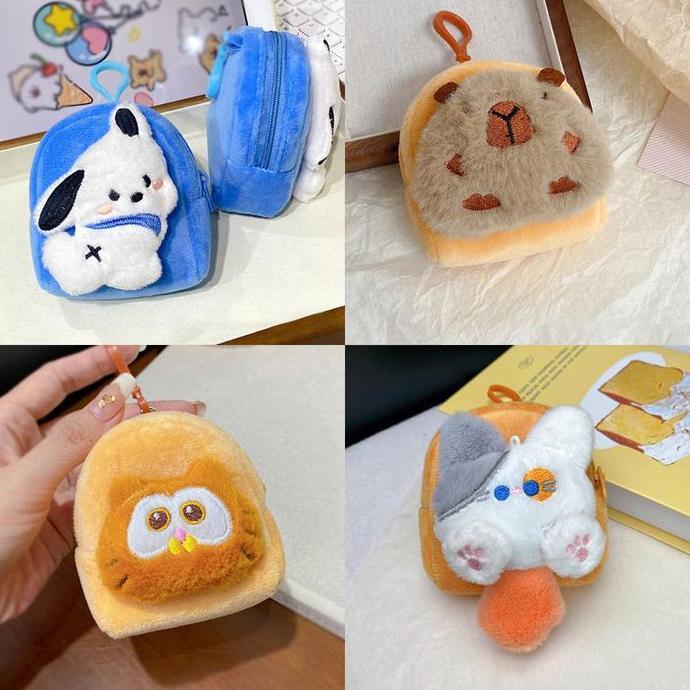 Dompet Boneka Pocha Capybara Kitty Garfield Cat Pouch Tempat Koin Kunci Aksesoris MCE3522 dengan Gan