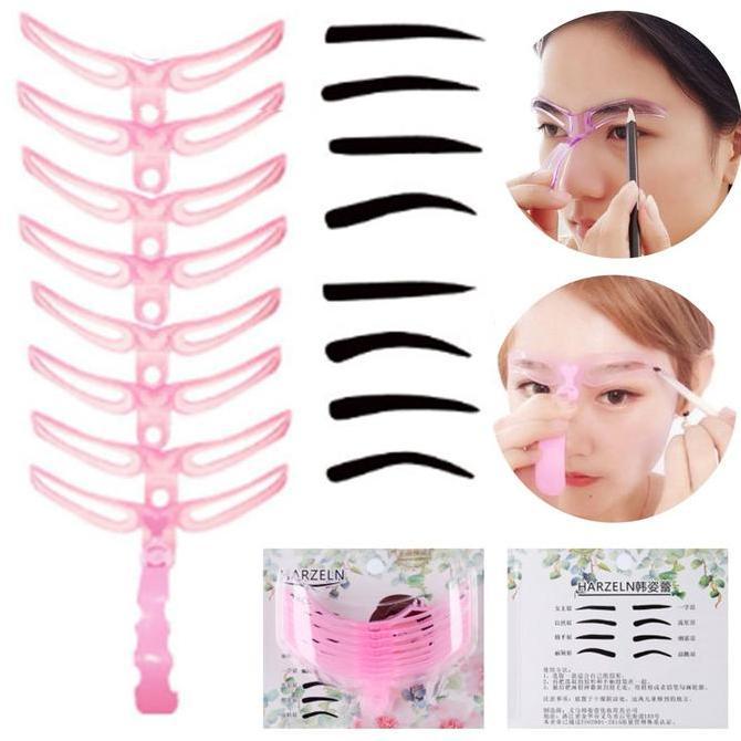(G8IN1) Alat Cetakan Alis Gagang 8 in 1 Eyebrow Template 8 IN 1 Alat cetak alis 8in1
