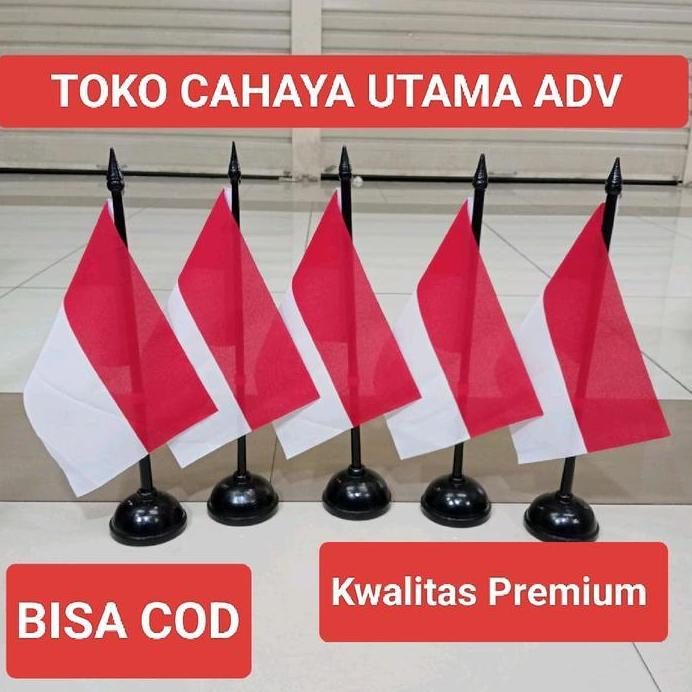 BENDERA MERAH PUTIH MEJA / BENDERA MEJA MERAH PUTIH + TIANG KAYU