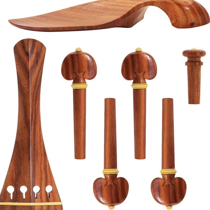 Set Parts Biola/Violin Rosewood - Peg,Chinrest,Tailpiece,Endpin - Rosewood Violin Part
