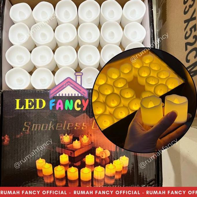 [GROSIR] 1 BOX ISI 24 PCS Lilin LED NATAL TERMASUK BATERAI PREMIUM / Lilin Lampu Elektrik Kuning