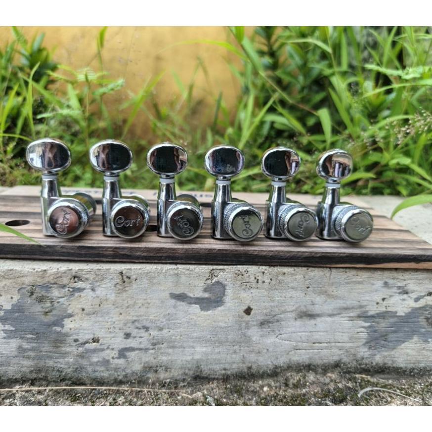 Dryer Gitar Cort Locking Tuner 6 In Line Screwless