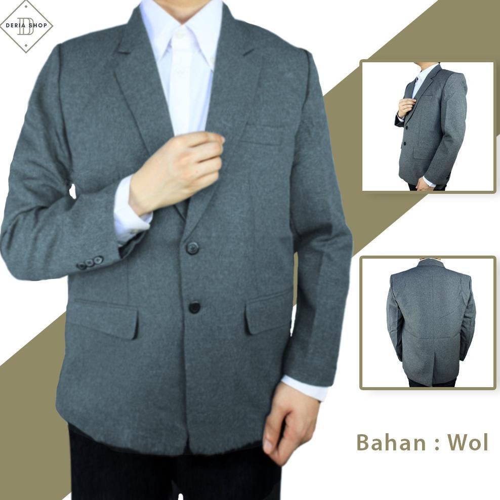pengiriman cepat Jas Formal Kantor Pria Dewasa Hitam Polos Baju Jas Cowok Premium Kantoran Laki Casu