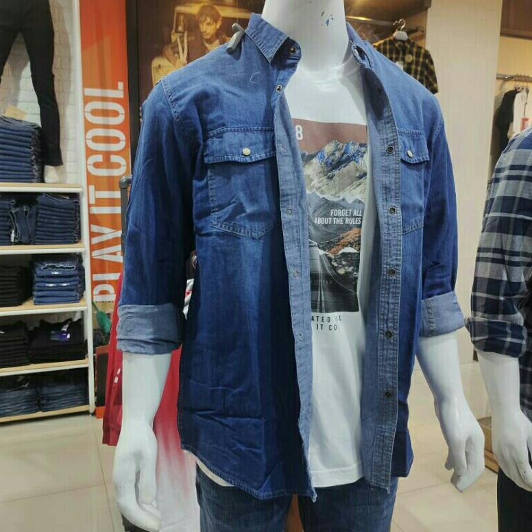 Diskon Emba Kemeja Denim / Kemeja Jeans Lengan Panjang Pria