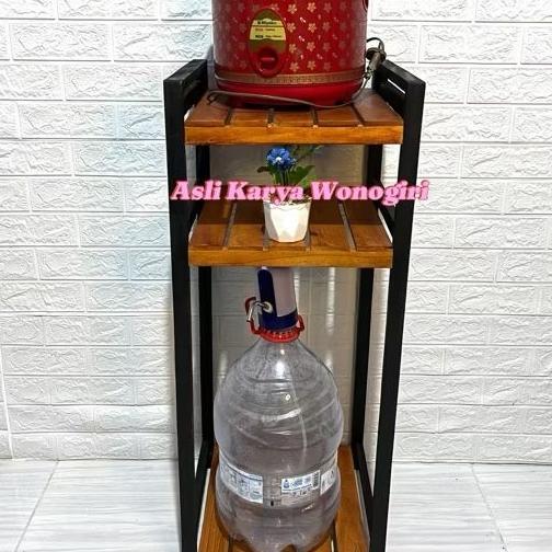 Rak Dispenser Dan Mejikom 3 Tingkat Meja Galon Pompa Vernis Rak Kombinasi Rak Dispenser Serbaguna