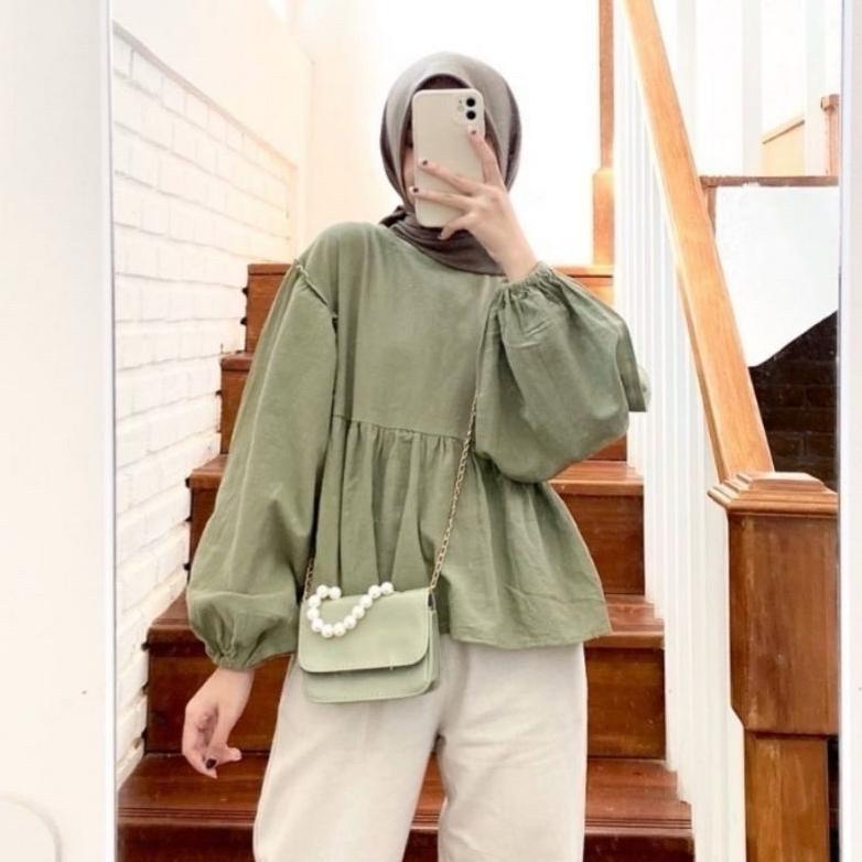 Free Ongkir Mahalini Blouse Ruffley/Baju Atasan Wanita/Kemeja Wanitateebaru