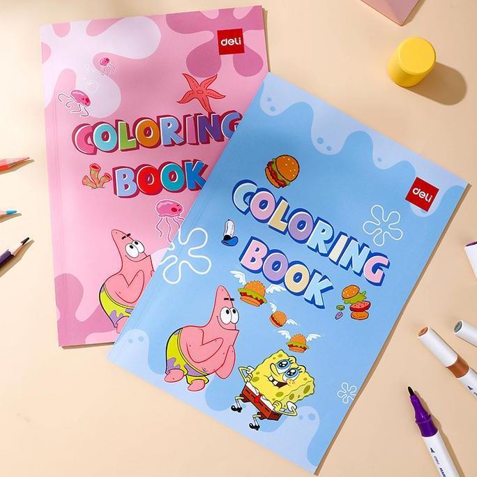 DELI Colouring Book Children Spongebob / Buku Mewarnai Anak Balita Karakter Spongebob