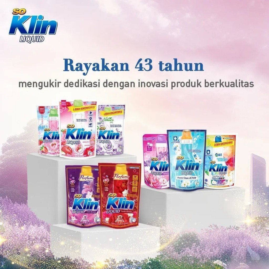 Soklin Deterjen Cair Perfume Merah Scarlet Blossom Pouch 1,65 Kg x2 - Gambar 3