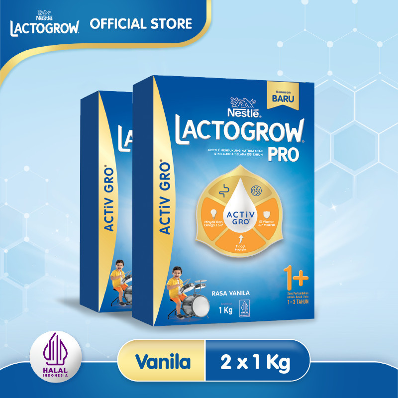 Nestle LACTOGROW PRO 1+ dengan ACTiVGRO Susu Vanila Box - 1000g x 2 [1-3 tahun] lactogrow lactogrow 