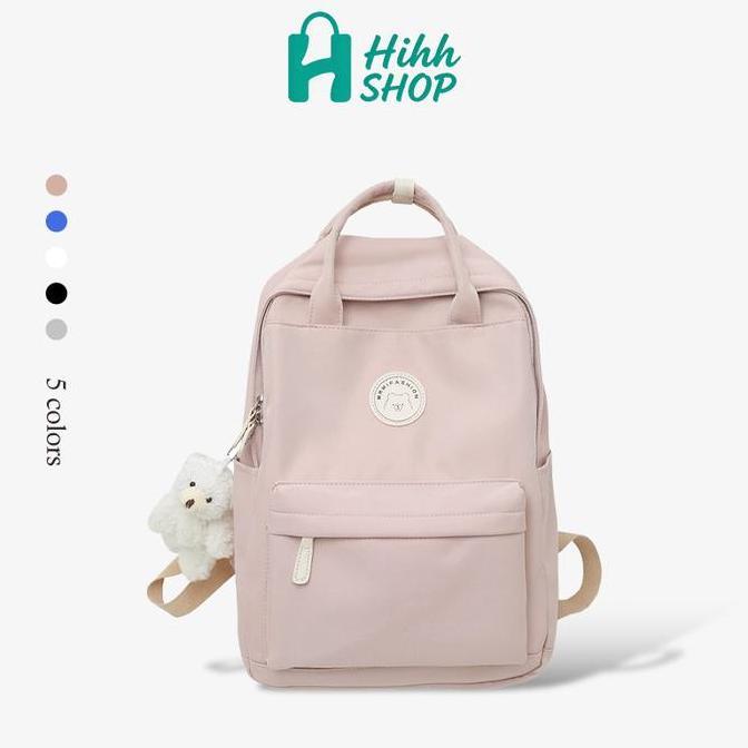 HihhShop Ransel Wanita Gaya Jepang Ins Gadis Tas Tangan Nilon Bernapas Tahan Air Anti Gores Muat Lap