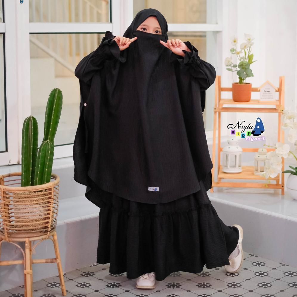 Premium Arumi Gamis Anak Set Jilbab French Khimar By Nayla Kids