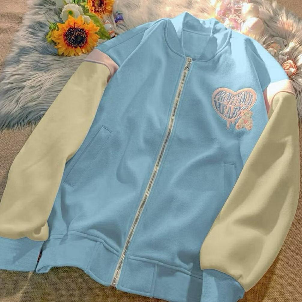 Diskon Jaket Baseball Love Your Heart Varsity | Jaket Wanita