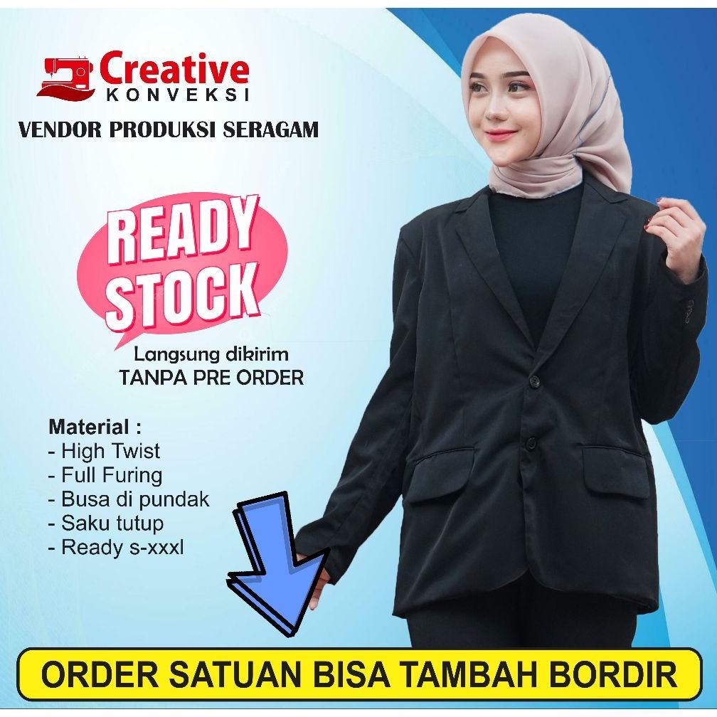 Diskon Jas Almamater Hitam Polos Wanita/ Jas Wisuda /Blazer Lamaran / Jas Resmi / Blazer Casual Unis