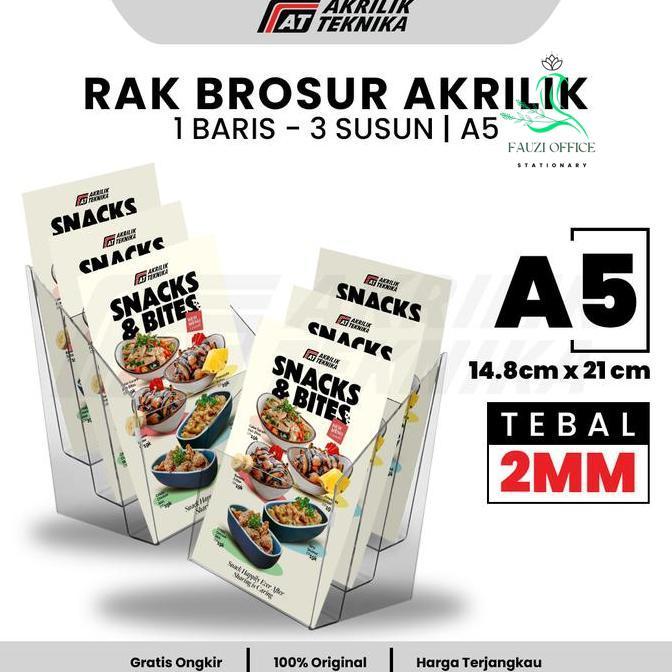 Rak Brosur Akrilik A5 3 Susun Tebal 2Mm | Display Brosur Meja