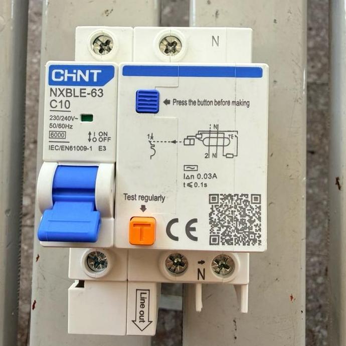 CHNT RCCB ELCB RBCO NXBLE-63 NXBLE63 1P+N 10A 30mA dengan Standar IEC/EN61008-1 untuk Keamanan Listr