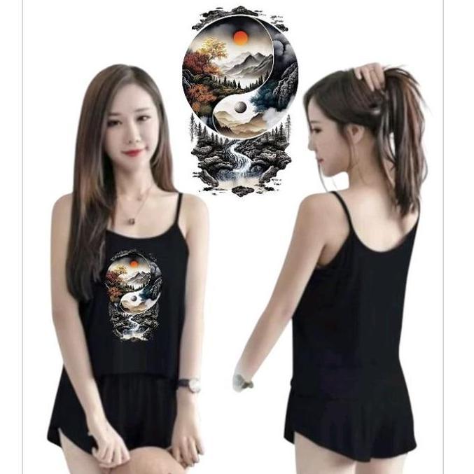 Baju Tidur Wanita Sexsi/Setelan Tanktop Wanita Dtf Yin Yang