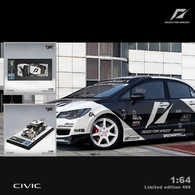 FOCAL HORIZON FH 1/64 LEXUS LFA OPEN HOOD BLACK WHITE - TPC 1/64 HONDA CIVIC FD2 BLACK WHITE MODIFIE