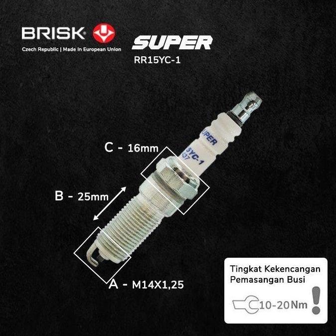 Busi Mobil Brisk Super RR15LC-1 untuk Ford Fiesta Mesin 1.4 | Garansi Ori BRISK