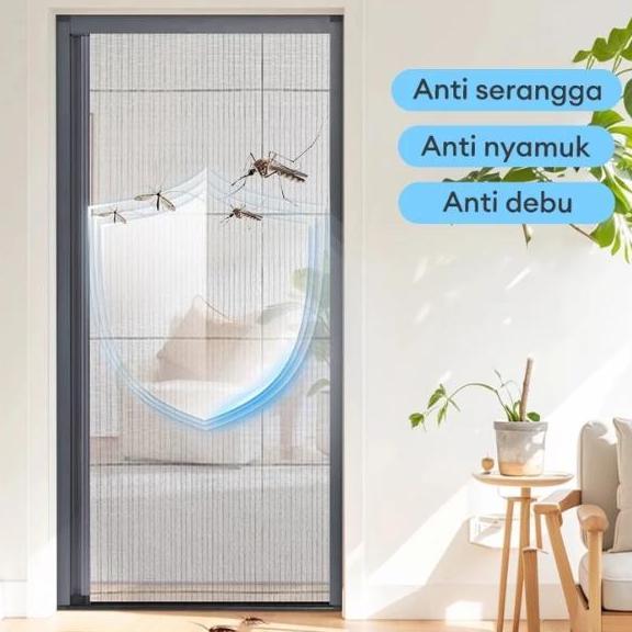 REAIM Tirai Lipat Pintu Rumah Penyekat Ruangan Tirai Pintu Anti Nyamuk Tebal PVC