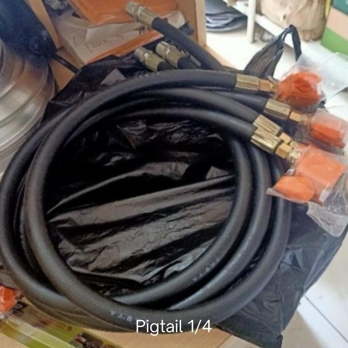 selang pigtail 1/4 inch gas 3 kg, 12 kg regulator kopling