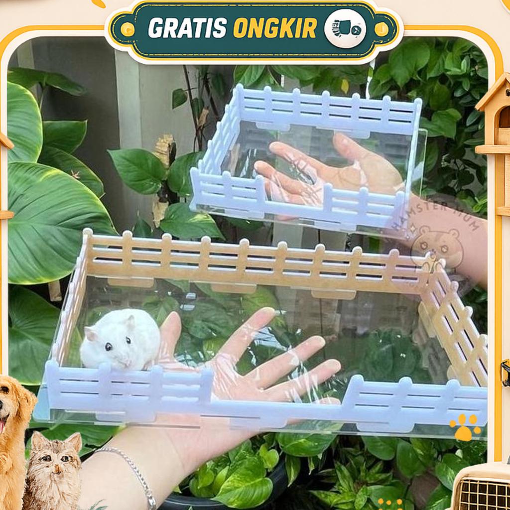 Platform Hamster Akrilik Pagar | Meja Hamster Akrilik