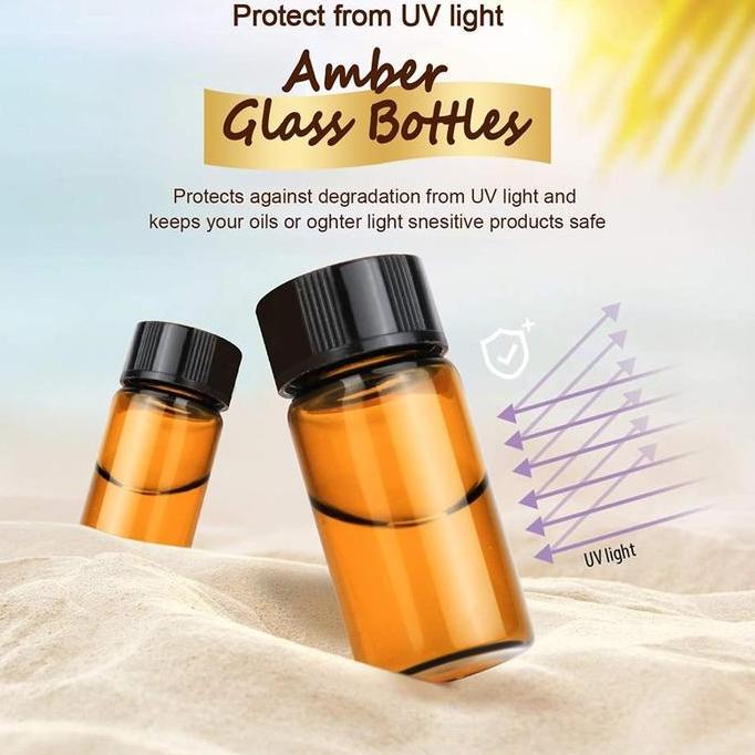 Botol Minyak Esensial Kaca Amber 100pcs 3ml Anti Bocor Botol Kaca Kecil Higienis Tutup Premium